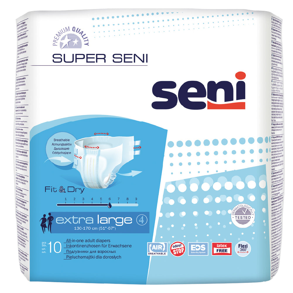 Seni Breathable Adult Diapers - 10 Pieces (Extra Large)