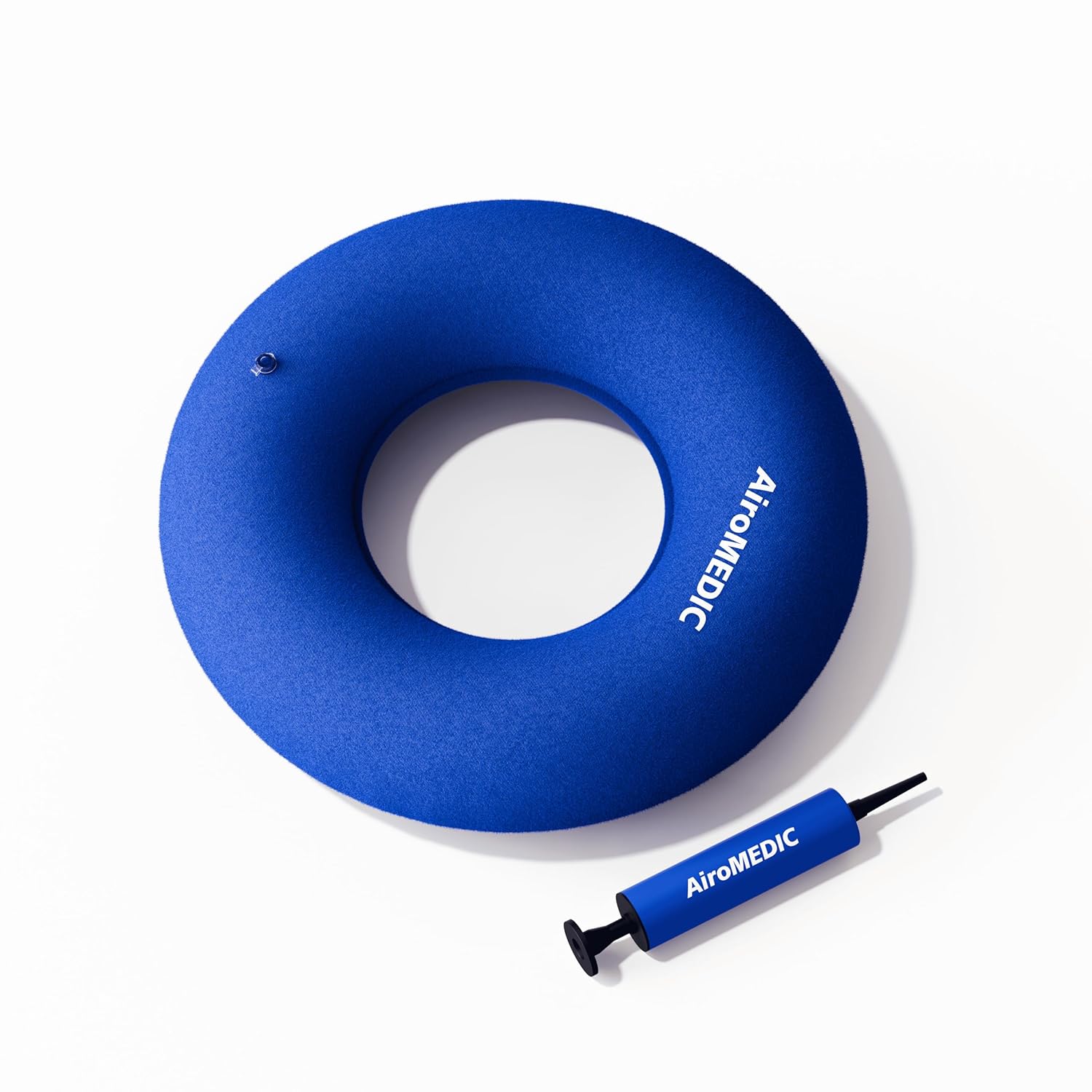 AiroDONUT Soft Donut Pillow from for Tailbone, Hemorrhoid & Piles Pain Relief – Car & Office Chair - Blue (17" x14" x 2.5")