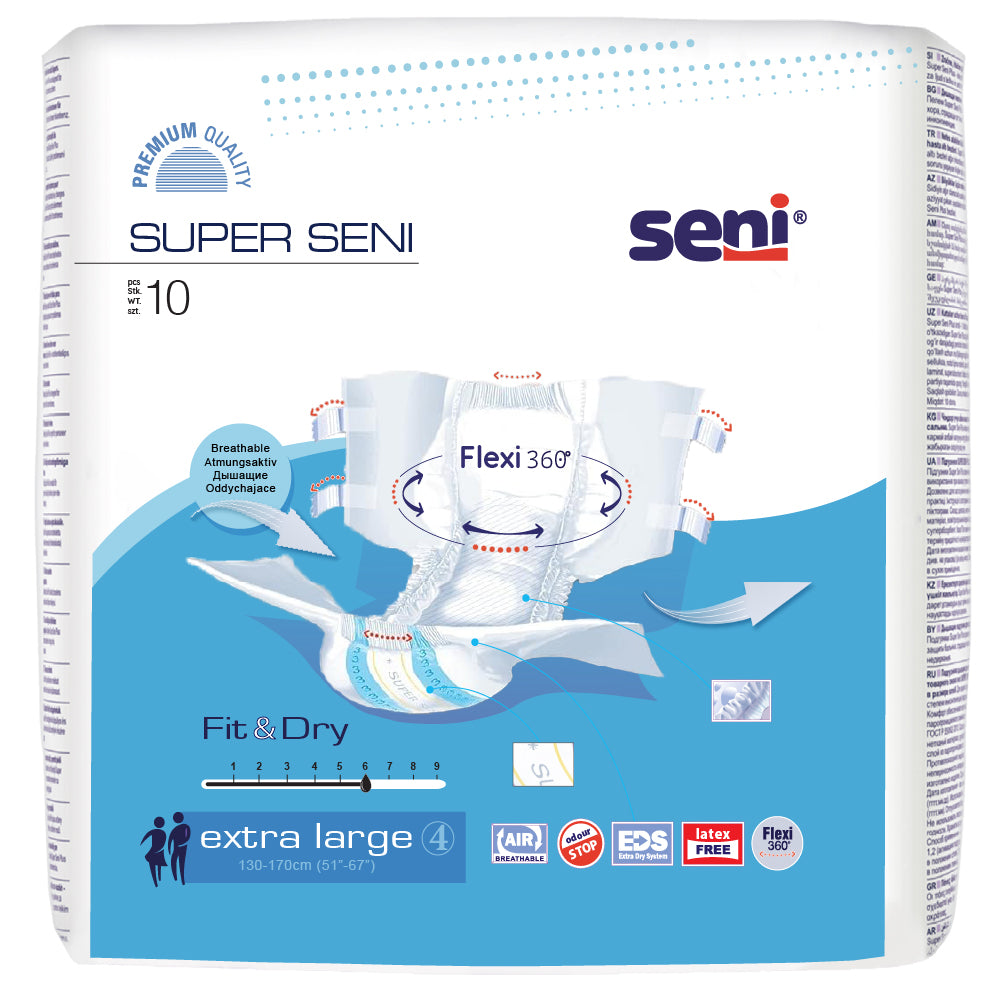 Seni Breathable Adult Diapers - 10 Pieces (Extra Large)