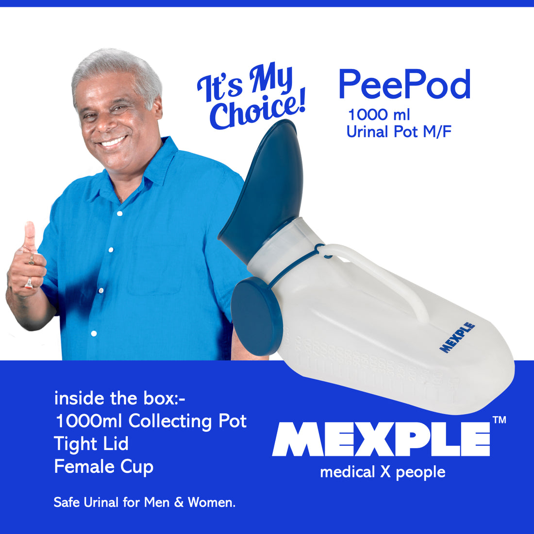 PeePod 1000ml M/F Urinal Bottle