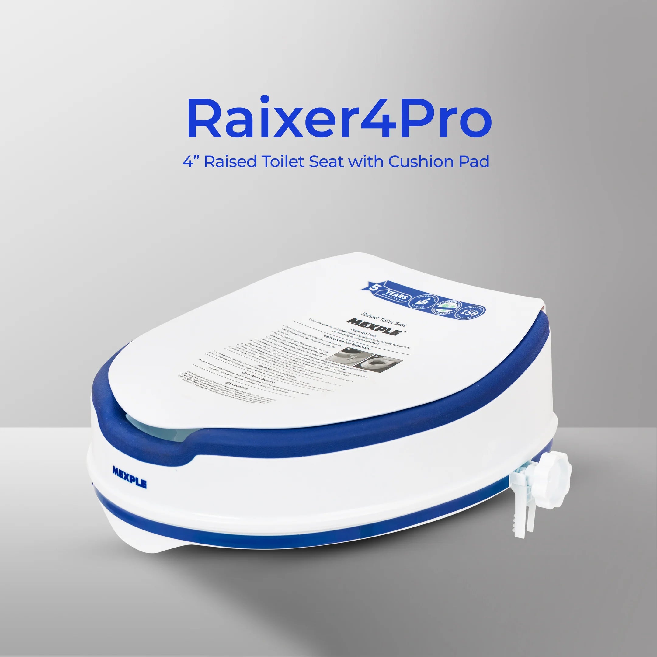 RaiXer4Pro 4Inches Raised Toilet with Padded Seat